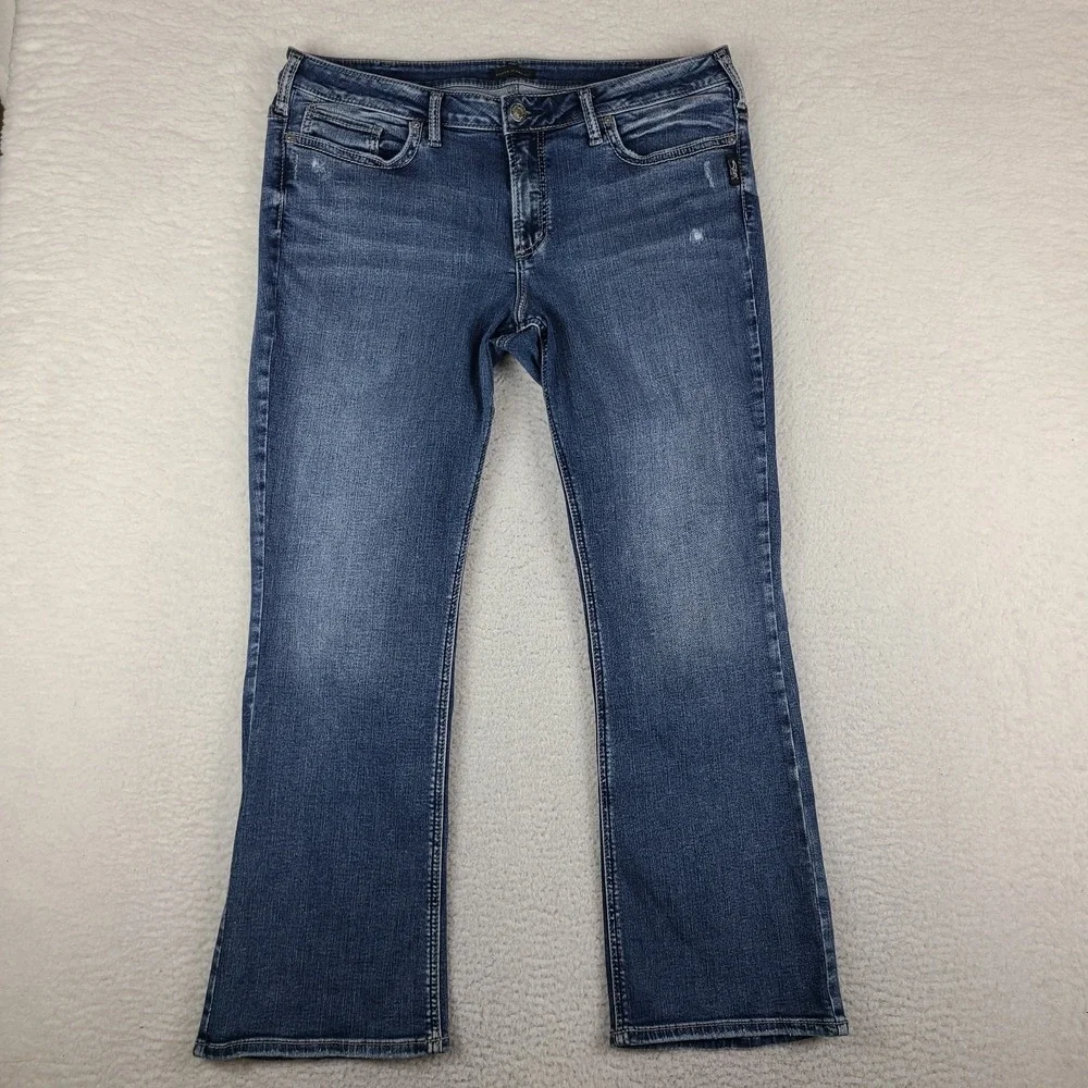 Silver Jeans Womens 18x31 Blue Suki Slim Boot Cut Flap Pocket Medium Wash Denim